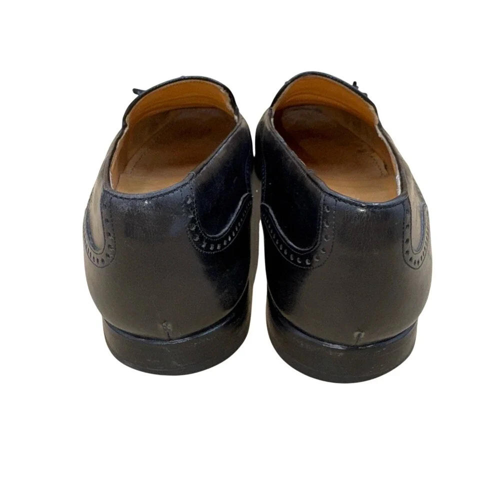MEZLAN Havana Kiltie Tassel Black Leather Cap-toe Black Loafers, Men's 10.5, EUC